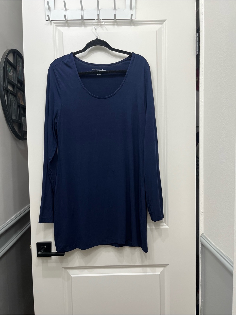 Soft Surroundings Navy Long-Sleeve Scoop Neck Tee